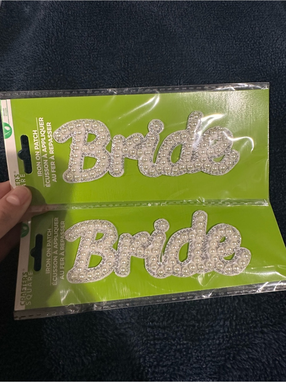 Two NEW Faux Pearl ‘Bride' Iron-On Patch - White